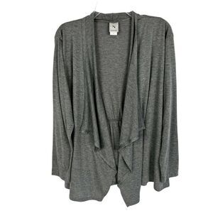 Natori Gray Waterfall Open Cardigan Lightweight Long Sleeve Sweater Women Large